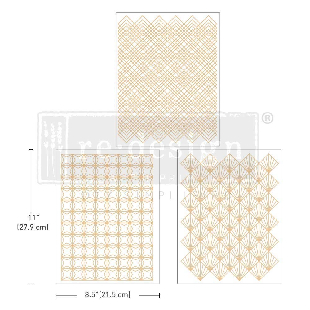 Middy Decor Transfers® - Golden Art Deco | 8.5”x11” | Redesign withPrima