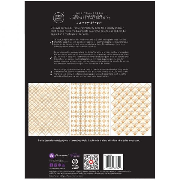Middy Decor Transfers® - Golden Art Deco | 8.5”x11” | Redesign withPrima