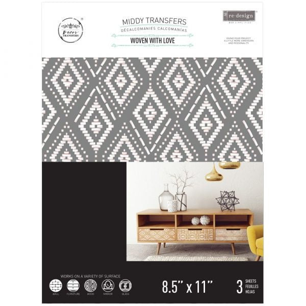 Middy Decor Transfers® - Woven with Love | 3 sheets, 8.5”x11” | Redesign with Prima