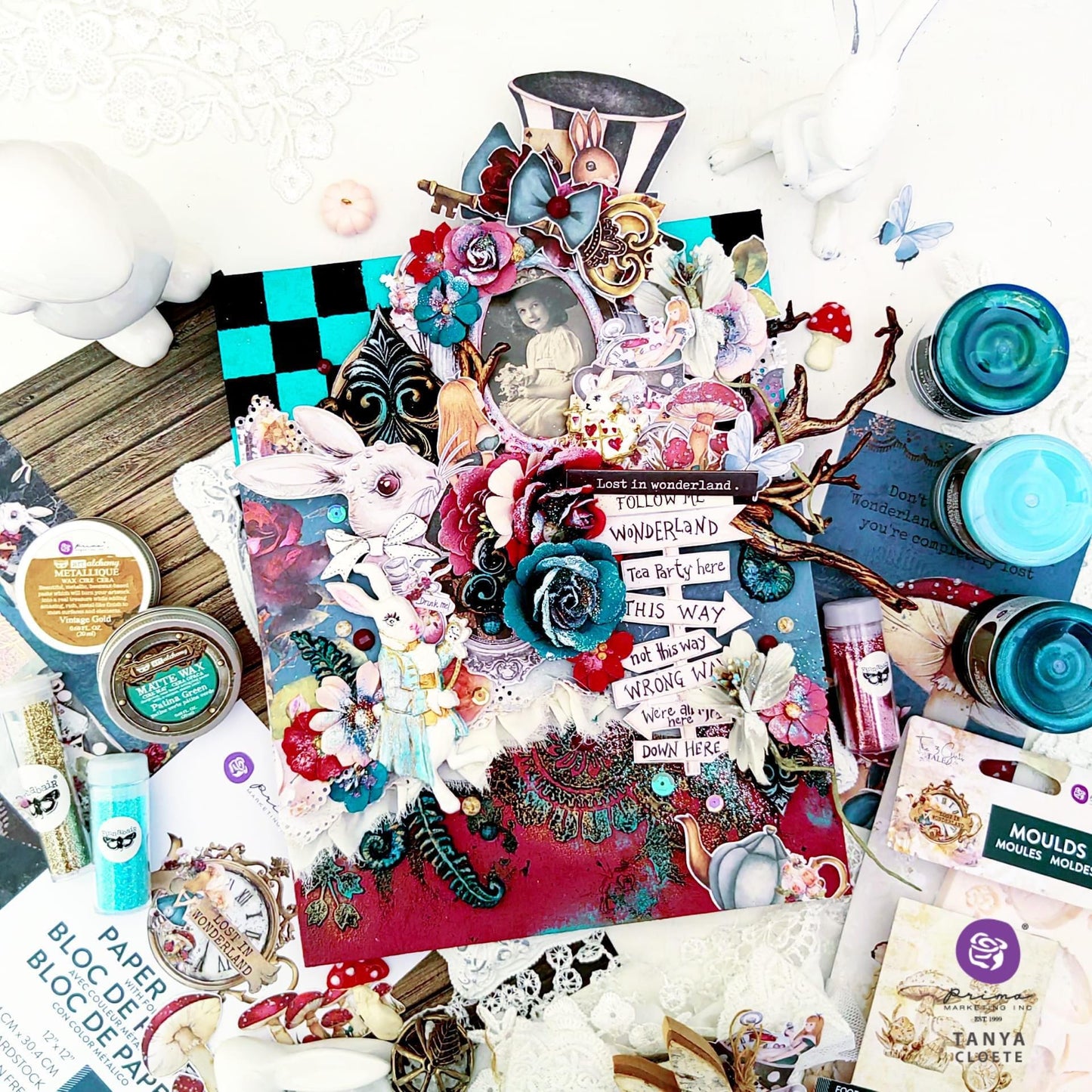 Lost in Wonderland Collection Flowers - Magical Land, 12 pcs | Three Girls Tale | Prima Marketing Inc