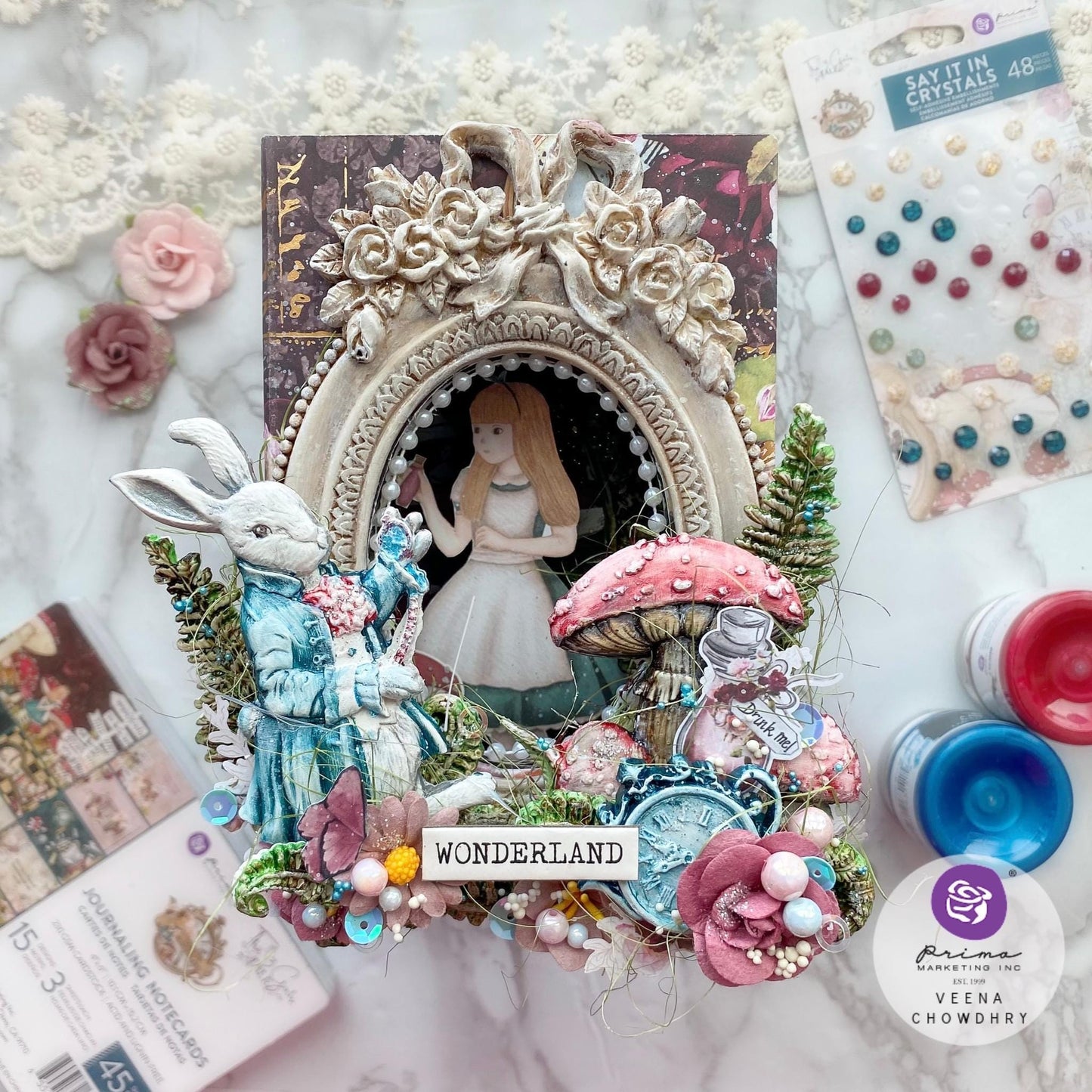 Lost in Wonderland Decor Mould® - Following Alice | 5”x8” | Three Girls Tale | Prima Marketing Inc