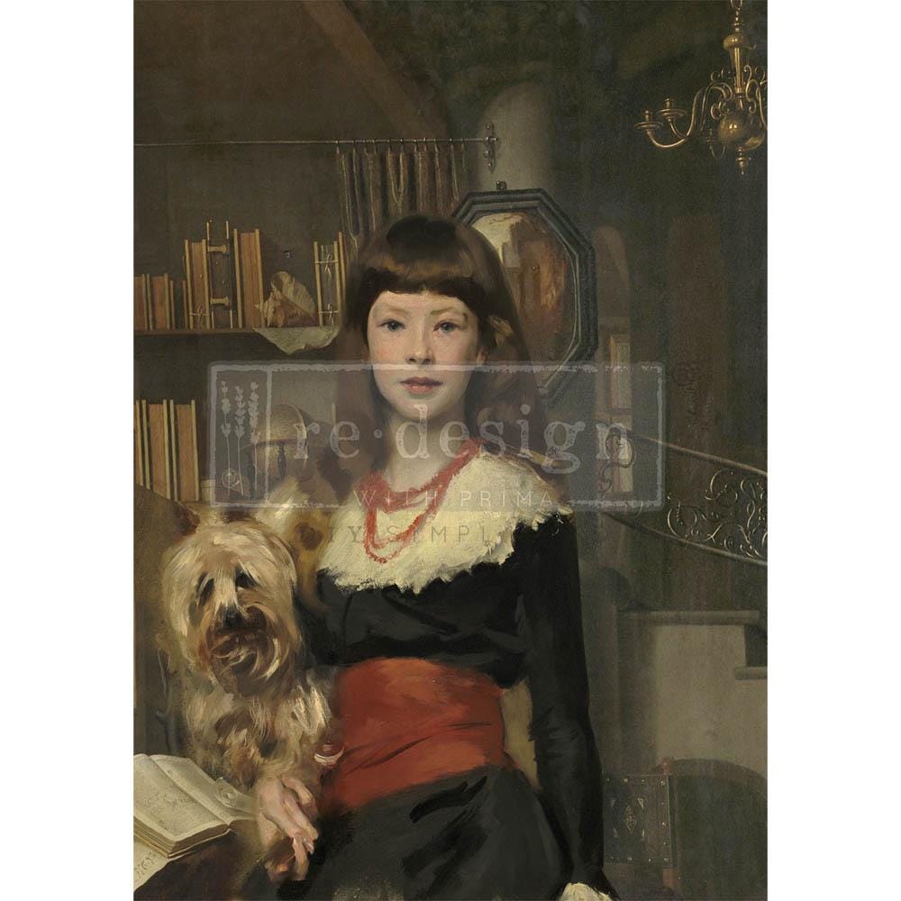 A1 Decoupage Fiber - A Girl and Her Pup | Tissue Paper | 23.4”x33.1” | Redesign with Prima