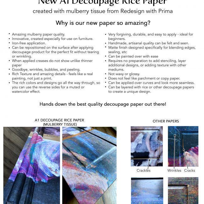 A1 Decoupage Fiber - Dancer | Tissue Paper | 23.4” x 33.1” | Redesign with Prima