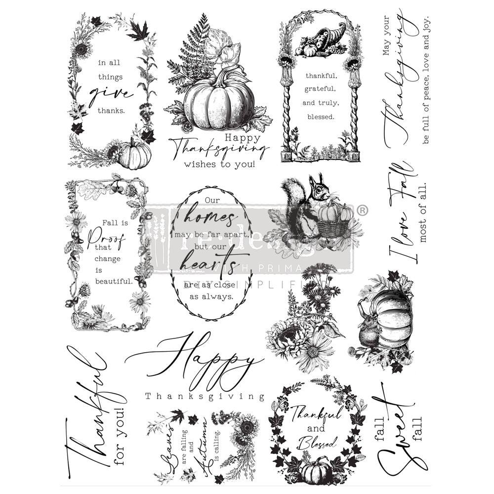 Decor Stamp - Fall Sweet Fall | Clear | 8.5”x11”x15 pcs | Redesign with Prima