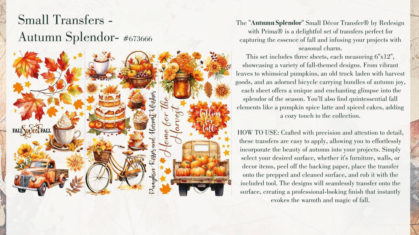 Mini Decor Transfers® - Autumn Splendor | 6"x12"-3 sheets | Redesign with Prima
