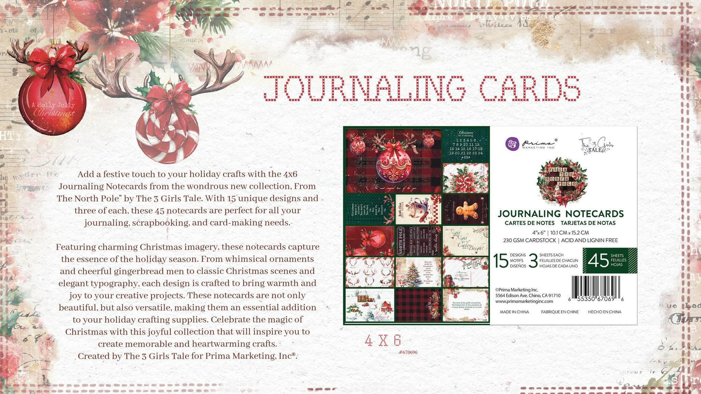 From the North Pole Collection Journaling Notecards, 4”x6” | 45 sheets | Prima Marketing Inc