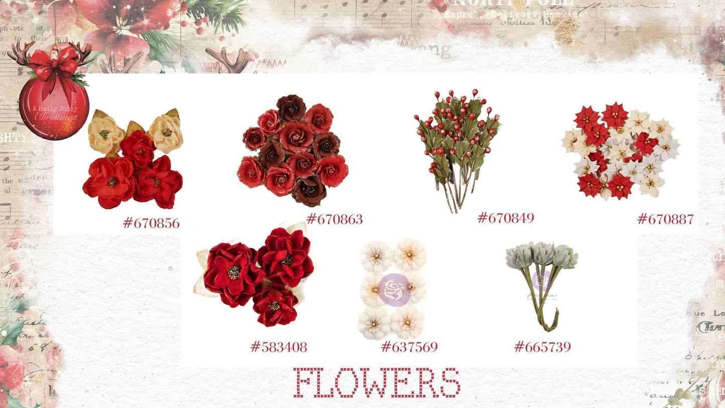 From the Northpole Collection Flowers -  Festive Carols, 5 pc | Three Girls Tale | Prima Marketing Inc