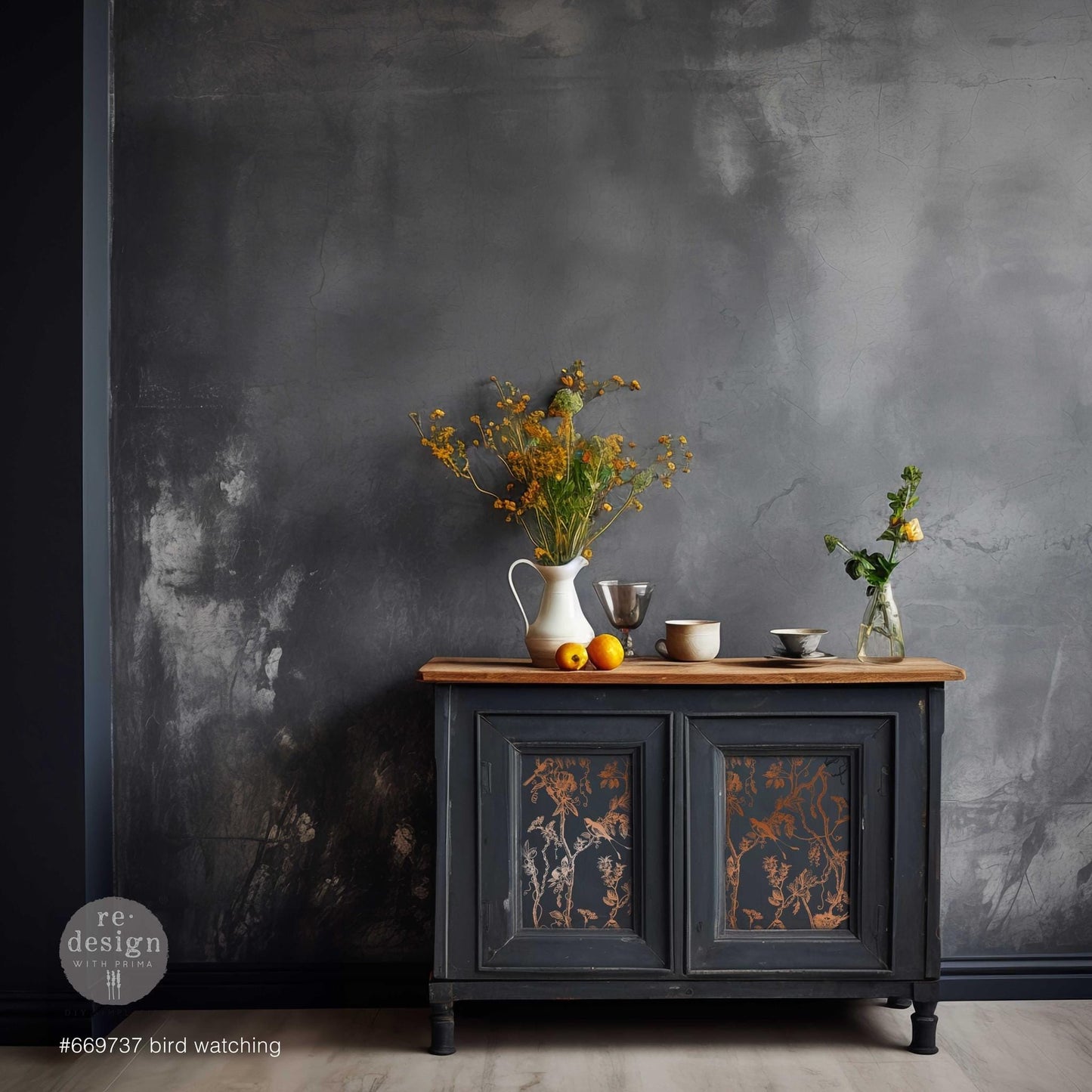 Large Decor Transfers® - Bird Watching | Copper Foil | Kacha | 18”x24” | Redesign with Prima