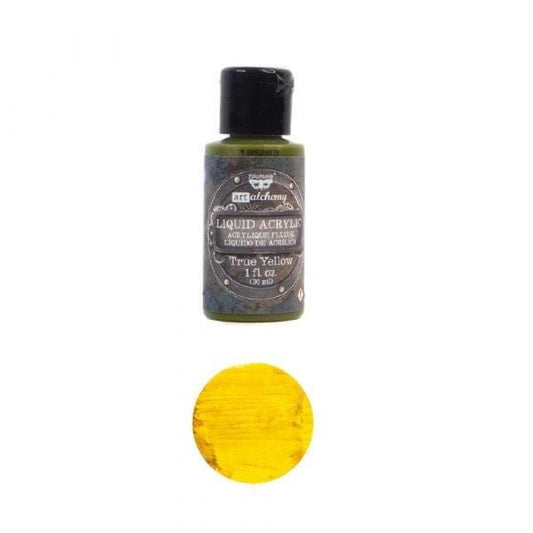 Liquid Acrylic Paint - True Yellow | Finnabair | 30ml | Redesign with Prima