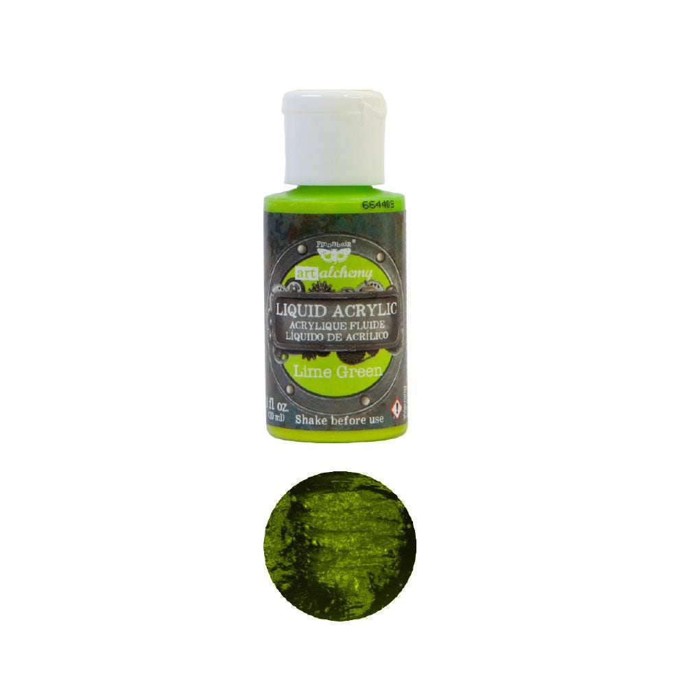 Liquid Acrylic Paint - Lime Green | Finnabair | 1 bottle, 30ml | Redesign with Prima