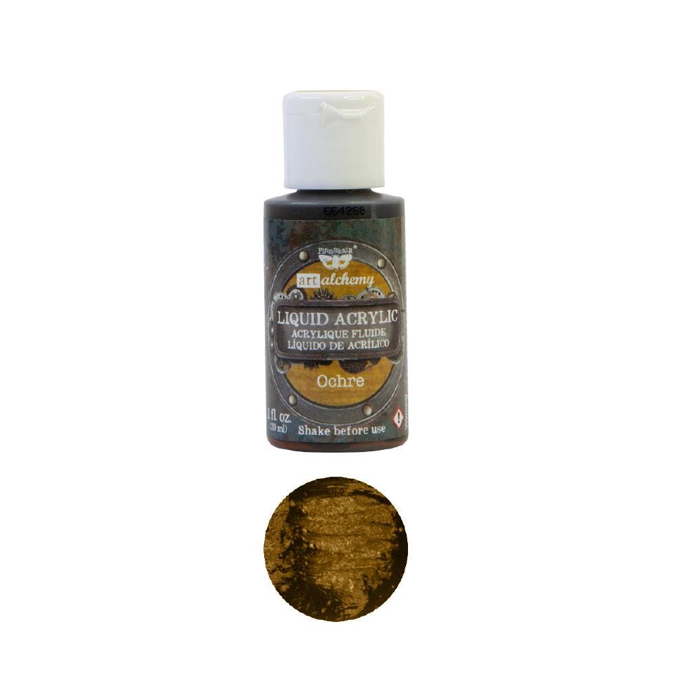 Liquid Acrylic Paint - Ochre | Finnabair | 1 bottle, 30ml | Redesign with Prima