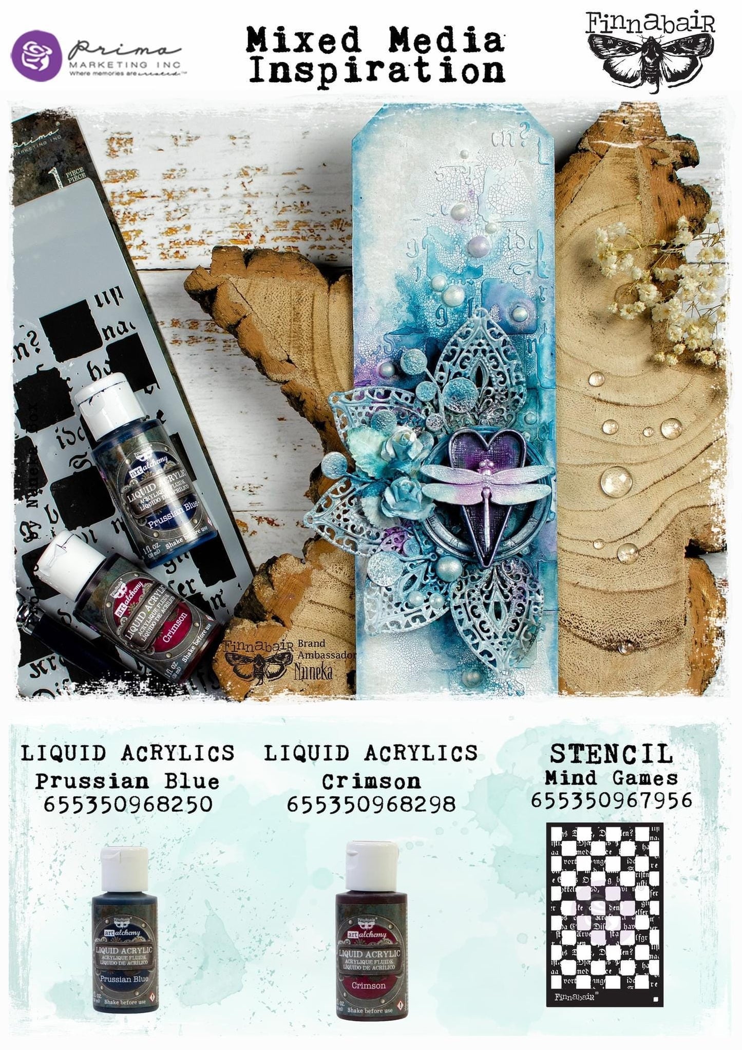 Liquid Acrylic Paint - Prussian Blue | Finnabair | 30ml | Redesign with Prima