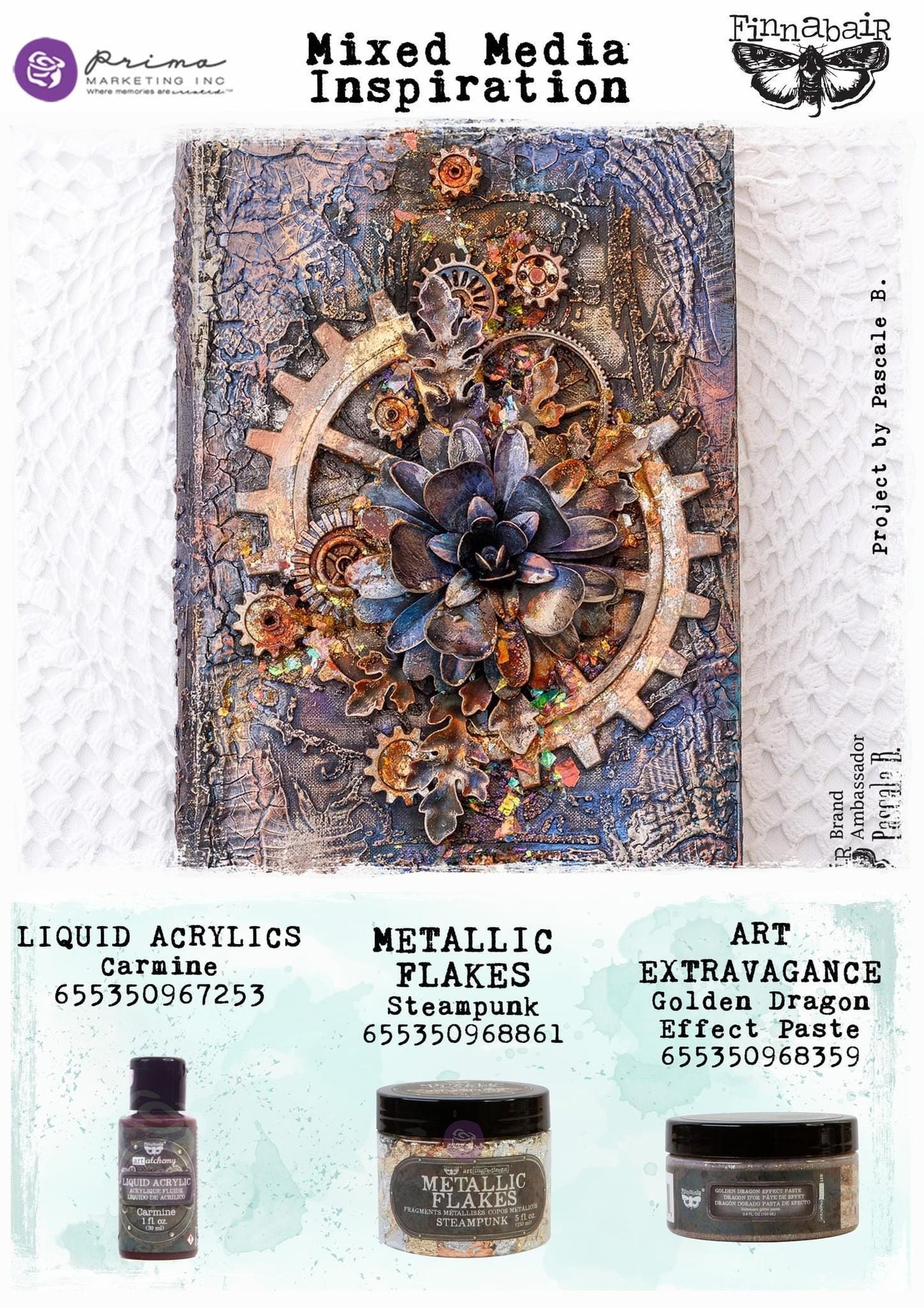 Liquid Acrylic Paint - Carmine | Finnabair | 1 bottle, 30ml | Redesign with Prima