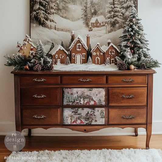 A3 Decoupage Fiber - Snowfall Spendor | 3 sht, 11.7” x 16.5” | Redesign with Prima