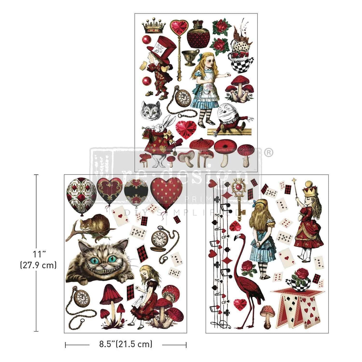 Middy Decor Transfers® - Wonderland Impressions | 3 sheets, 8.5”x11” | Redesign with Prima