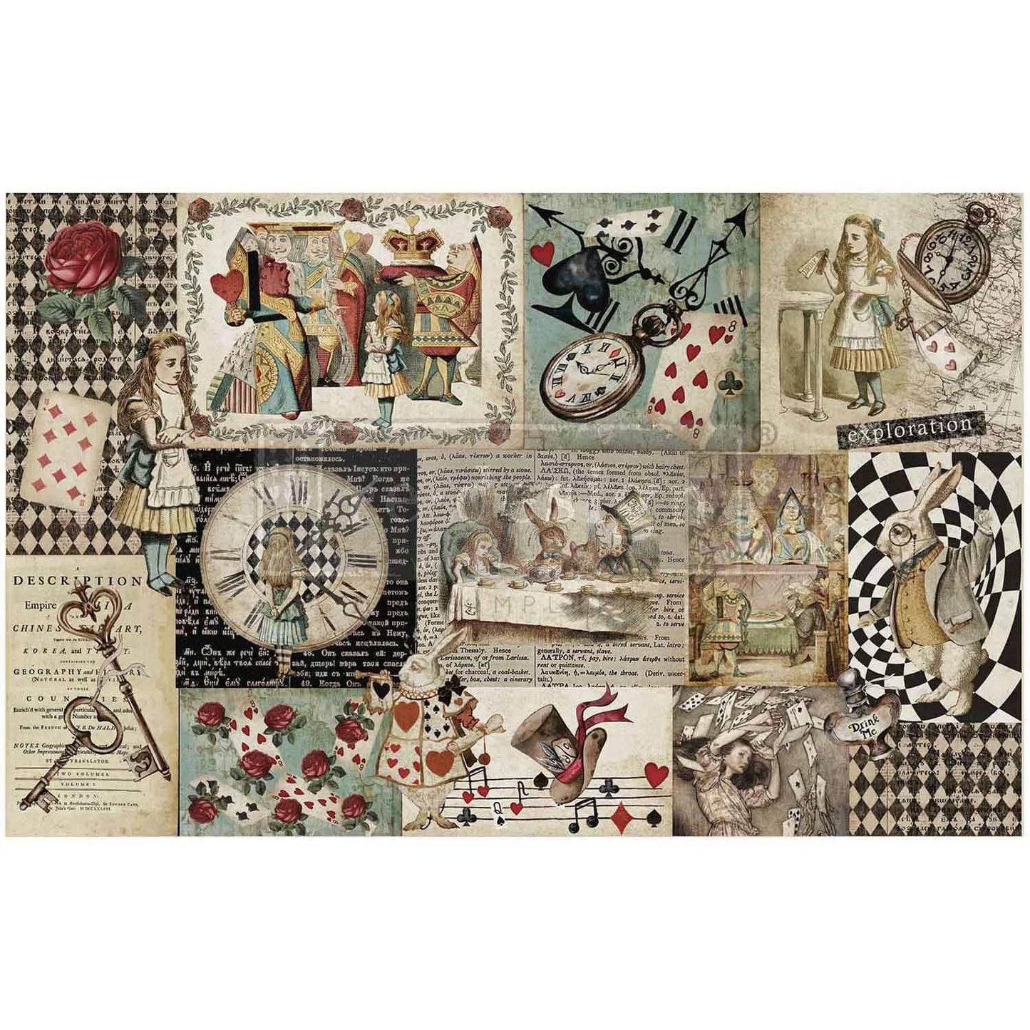 Decoupage Tissue Paper - Curious Journey | 19.5”x30” | Wonderland | Redesign with Prima