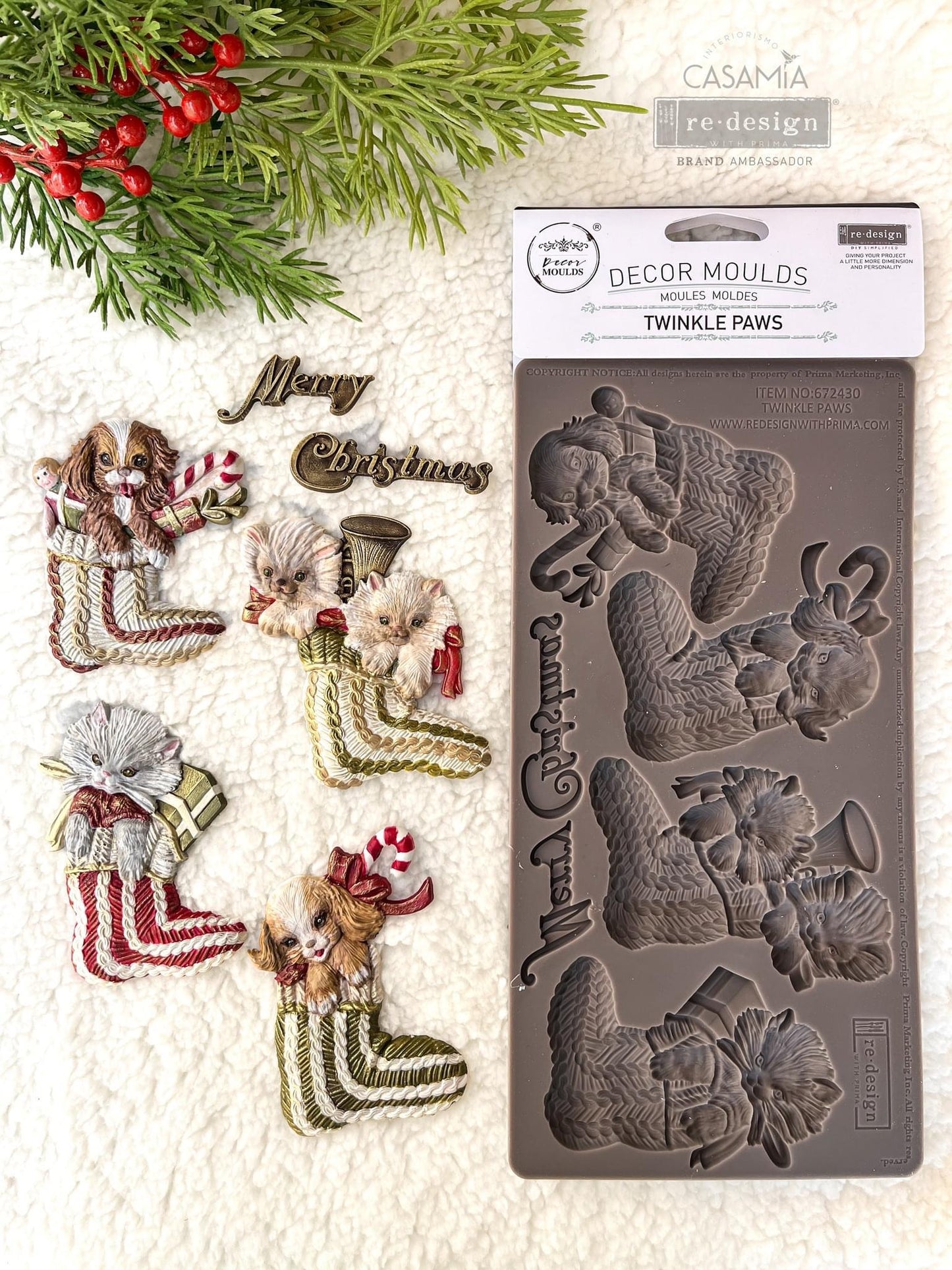 Decor Mould® - Twinkle Paws | 1 pc, 8”x10” | Christmas Stockings | Redesign with Prima