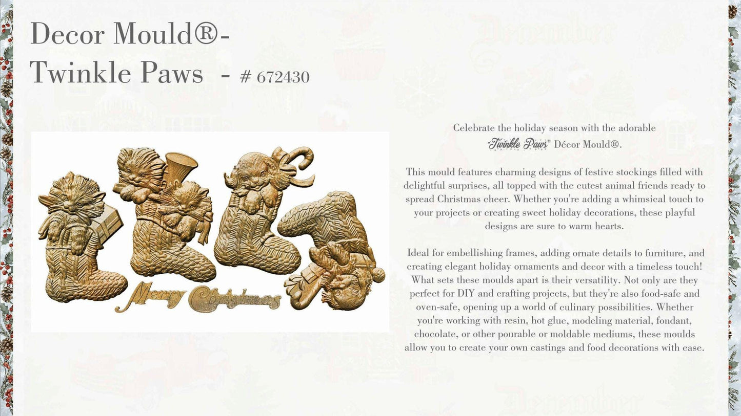 Decor Mould® - Twinkle Paws | 1 pc, 8”x10” | Christmas Stockings | Redesign with Prima