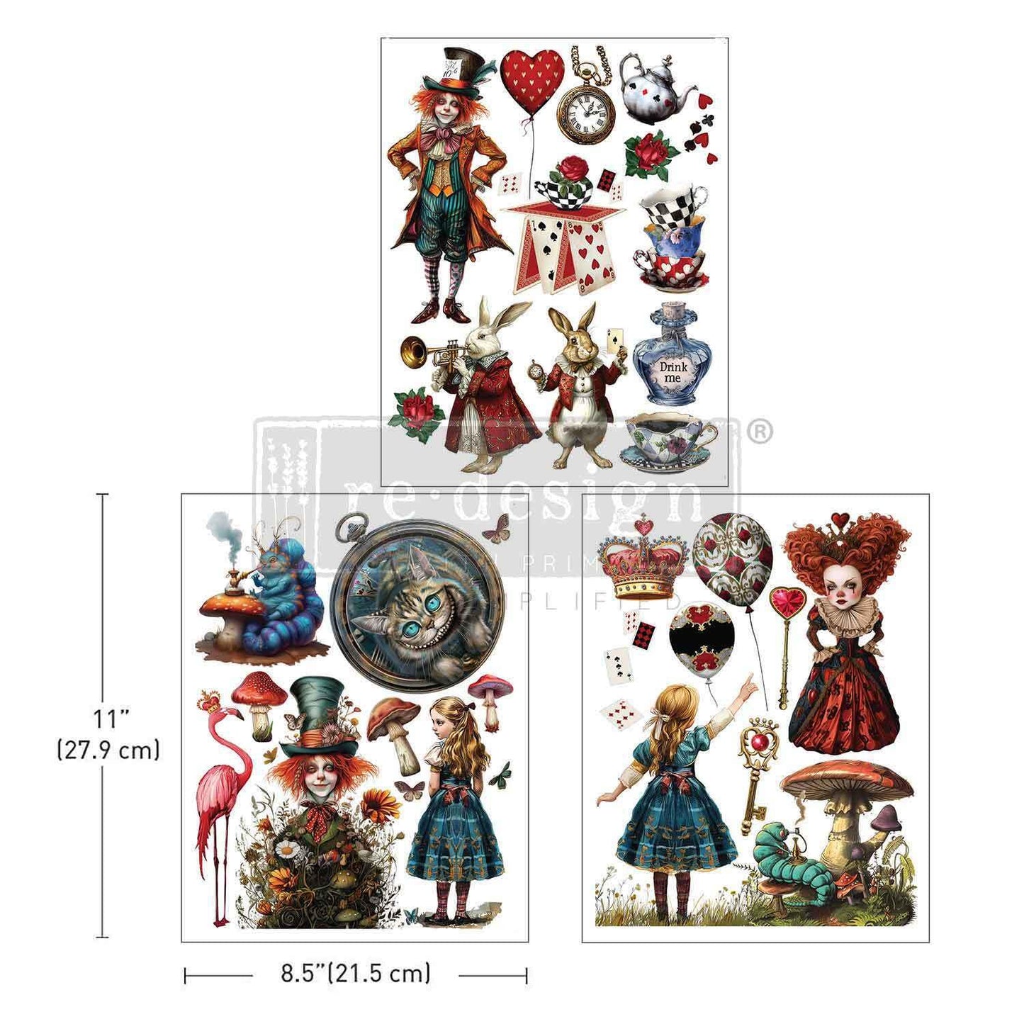 Middy Decor Transfers® - Whimsical Realm | 3 sheets, 8.5”x11” | Lost in Wonderland | Redesign with Prima