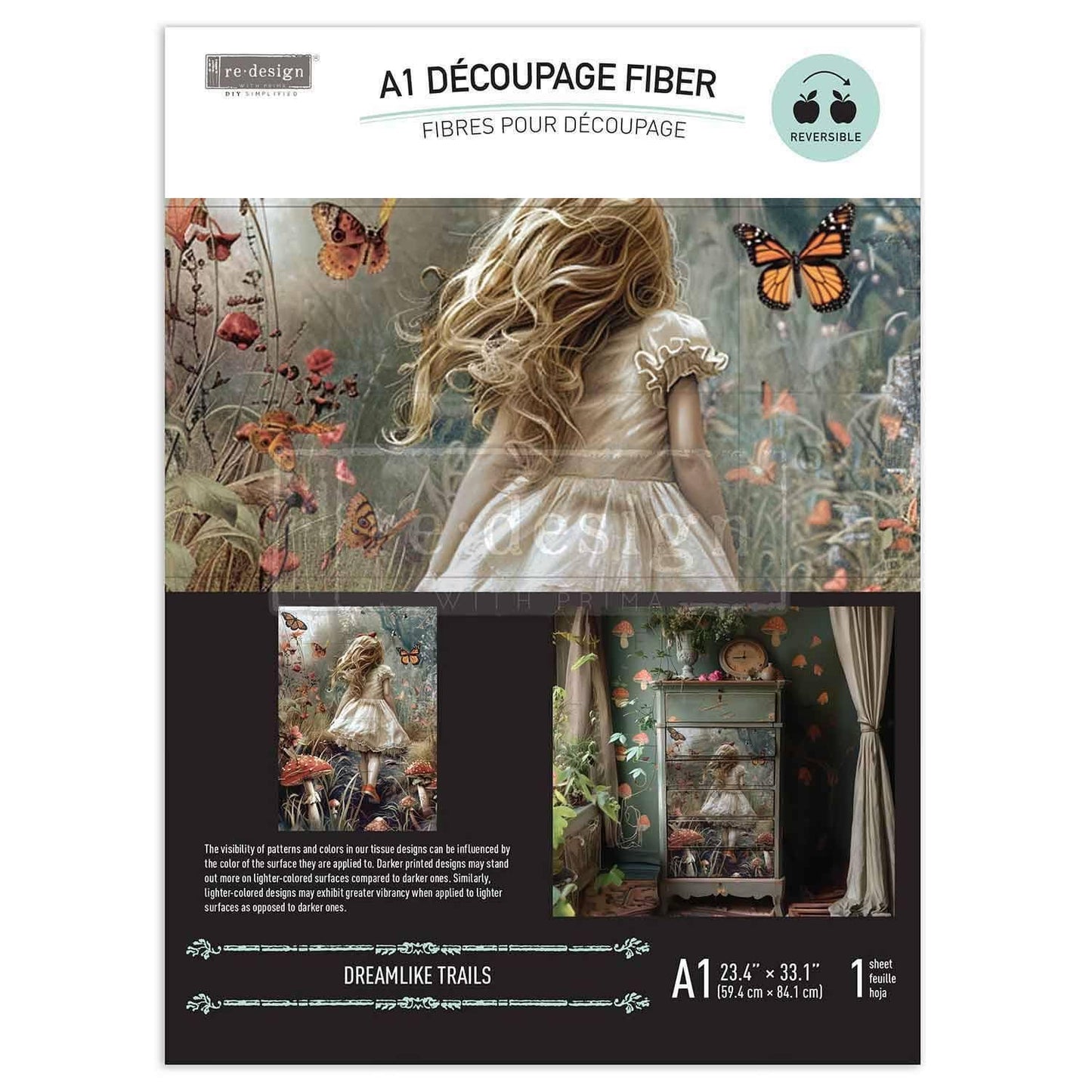 A1 Decoupage Fiber - Dreamlike Trails | 1 sheet, 23.4”x33.1” | Lost in Wonderland