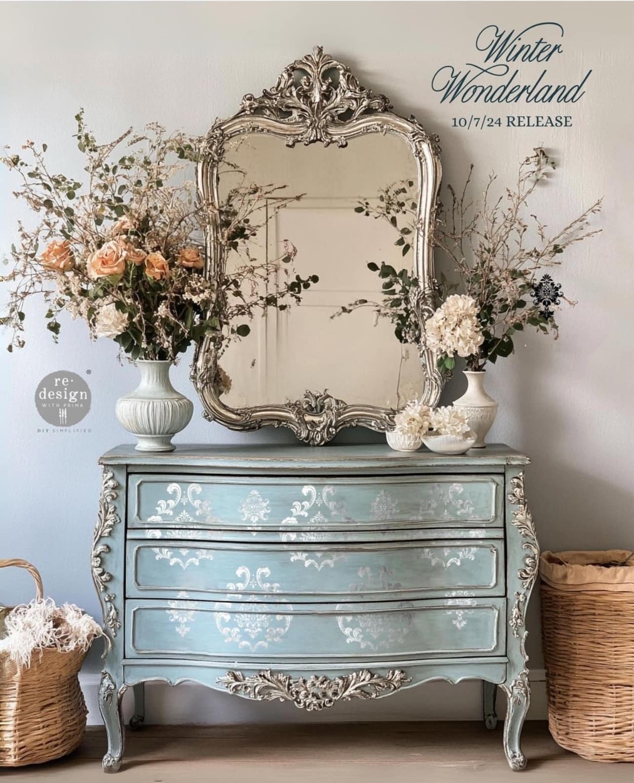 Large Decor Transfers® - Silver House of Damask | Foil | Kacha | 2 shts, 18 x 24” | Redesign with Prima