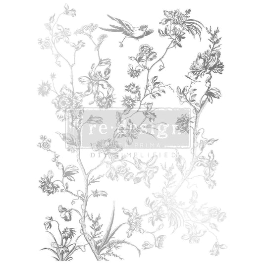 Large Decor Transfers® - Silver Bird | Kacha | 2 shts, 18 x 24” | Redesign with Prima