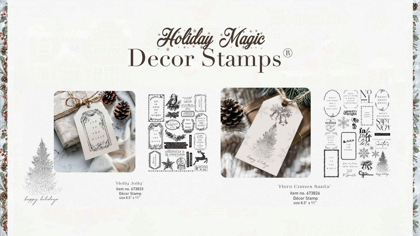 Holly Jolly Christmas Decor Stamp | 1 pc, 8.5”x11” | Christmas | Re•design with Prima