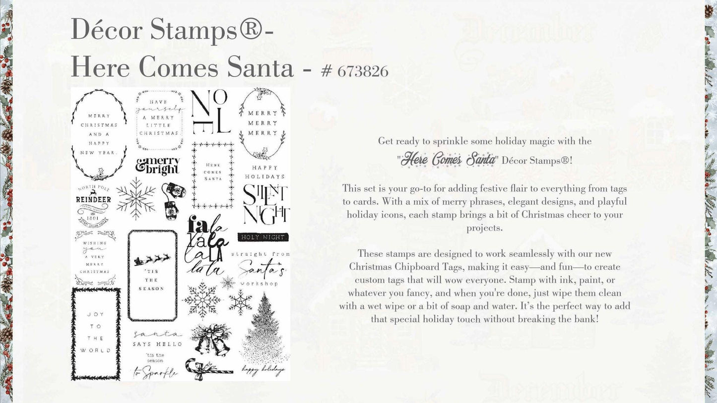 Decor Stamp - Here Comes Santa | 8.5x11” | Redesign with Prima