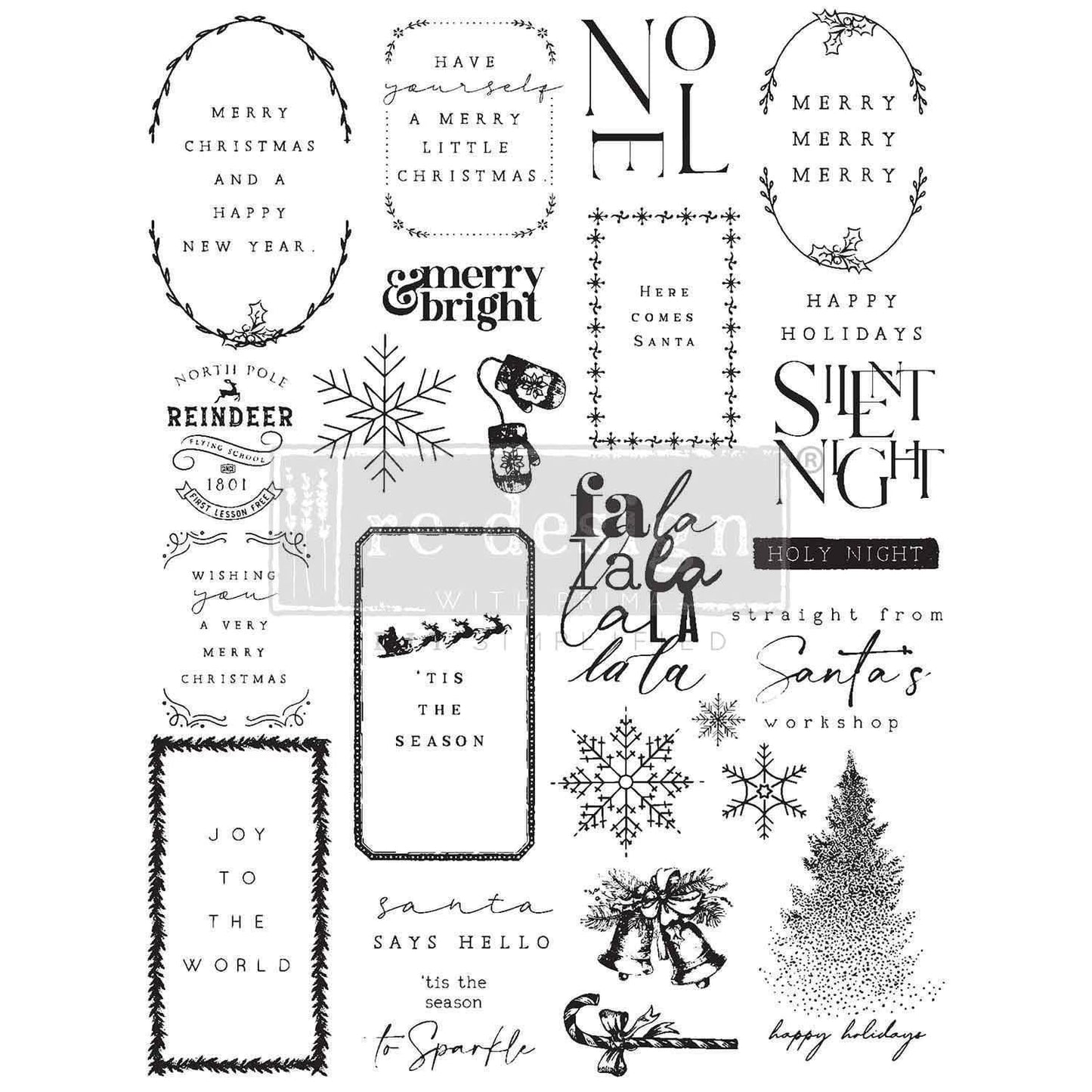 Decor Stamp - Here Comes Santa | 8.5x11” | Redesign with Prima