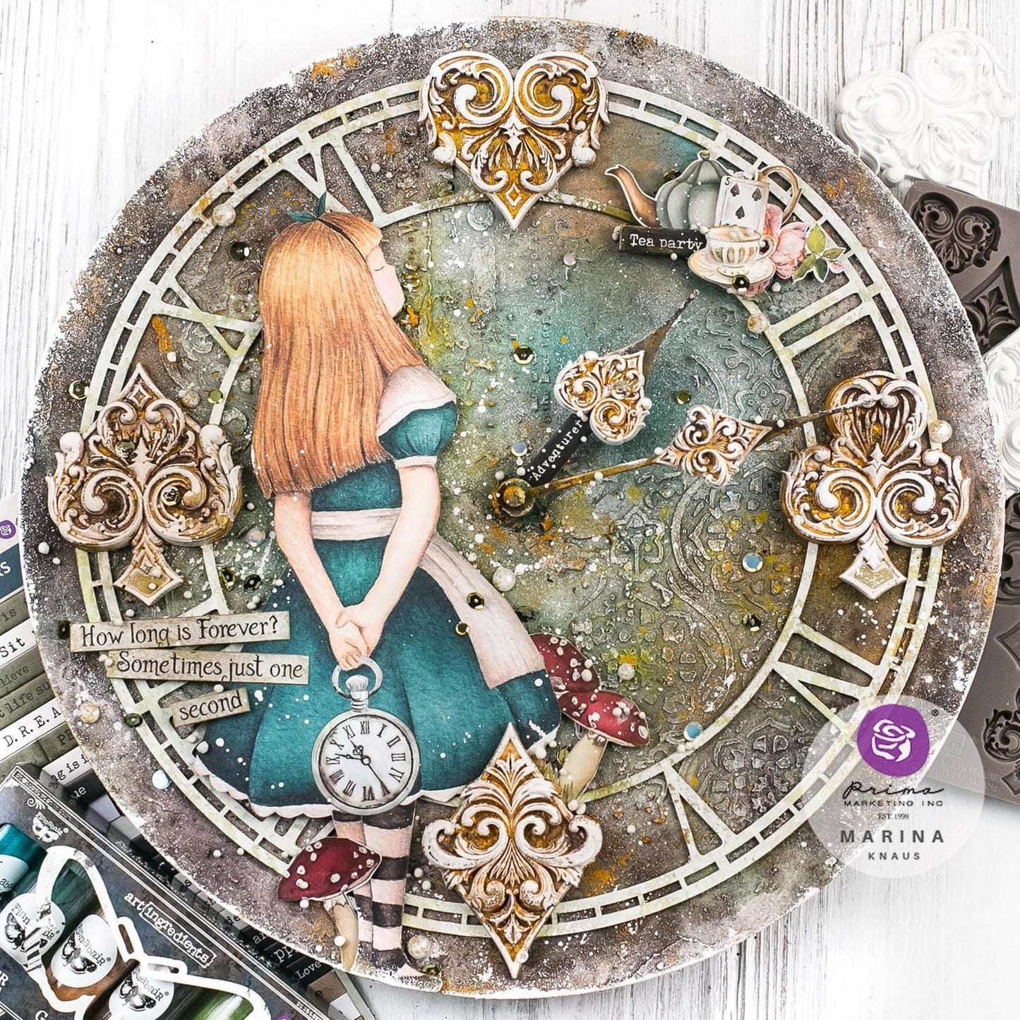 Lost in Wonderland Decor Mould® - Following Alice | 5”x8” | Three Girls Tale | Prima Marketing Inc