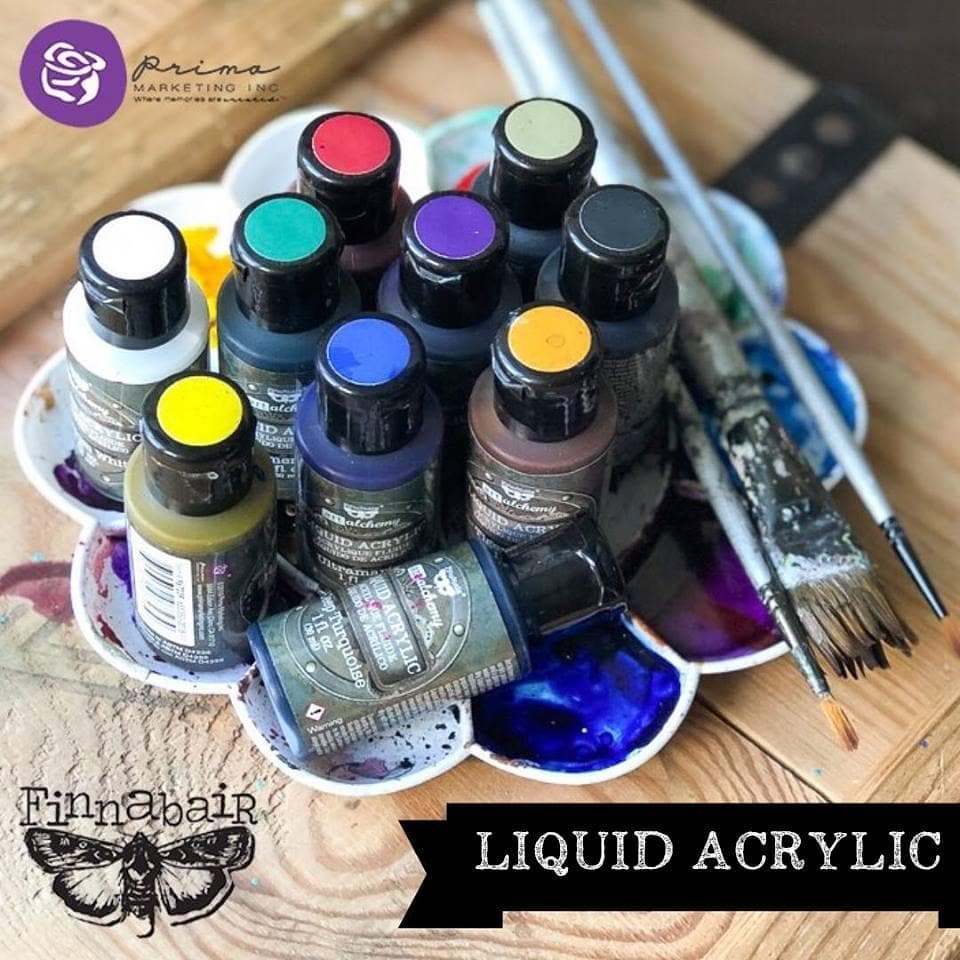 Liquid Acrylic Paint - Burnt Sienna | Finnabair | 30ml | Redesign with Prima