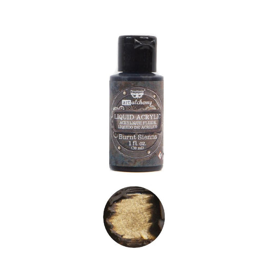 Liquid Acrylic Paint - Burnt Sienna | Finnabair | 30ml | Redesign with Prima