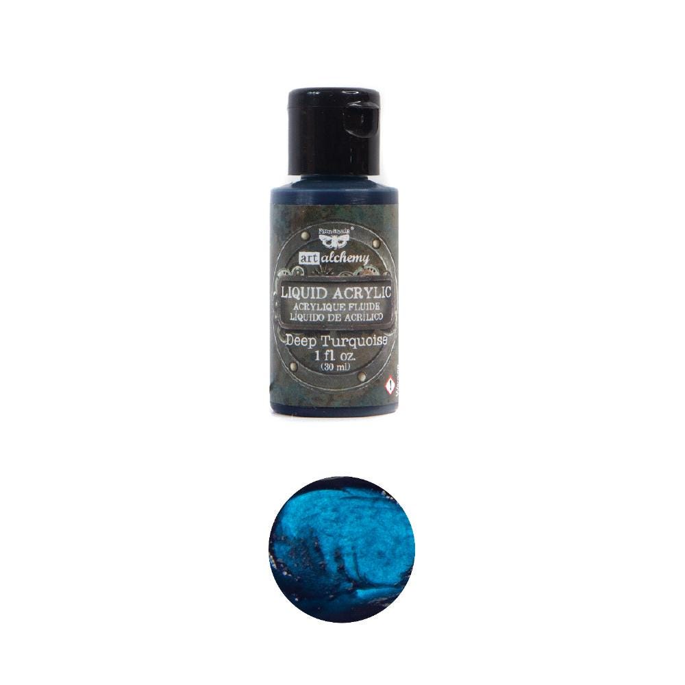 Liquid Acrylic Paint - Deep Turquoise | Finnabair | 1 bottle, 30ml | Redesign with Prima