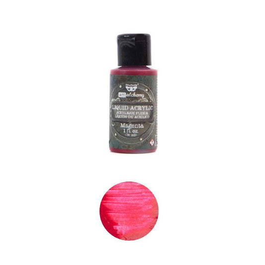Liquid Acrylic Paint - Magenta | Finnabair | 1 bottle, 1 fl oz, 30ml | Redesign with Prima