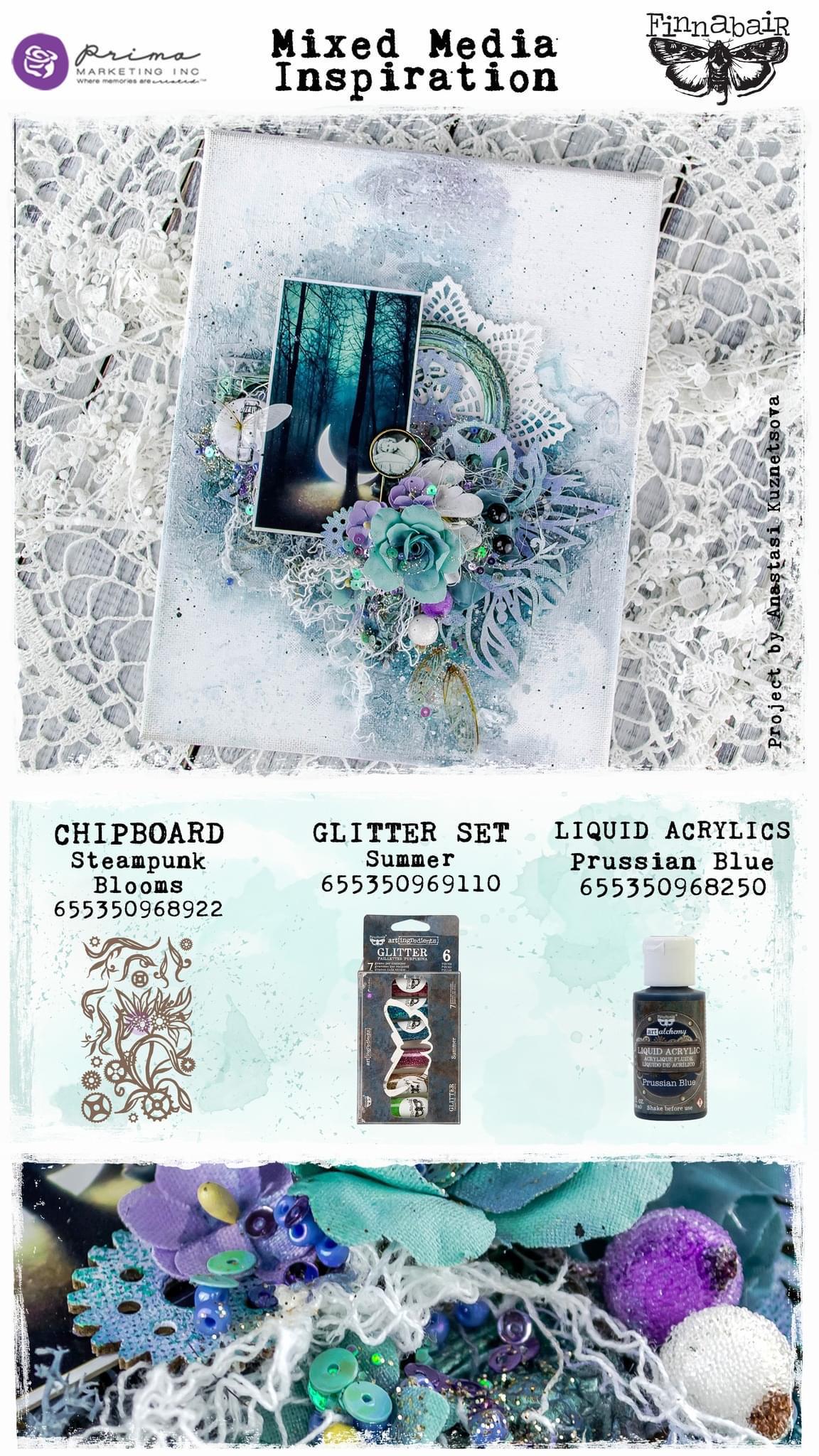 Liquid Acrylic Paint - Prussian Blue | Finnabair | 30ml | Redesign with Prima