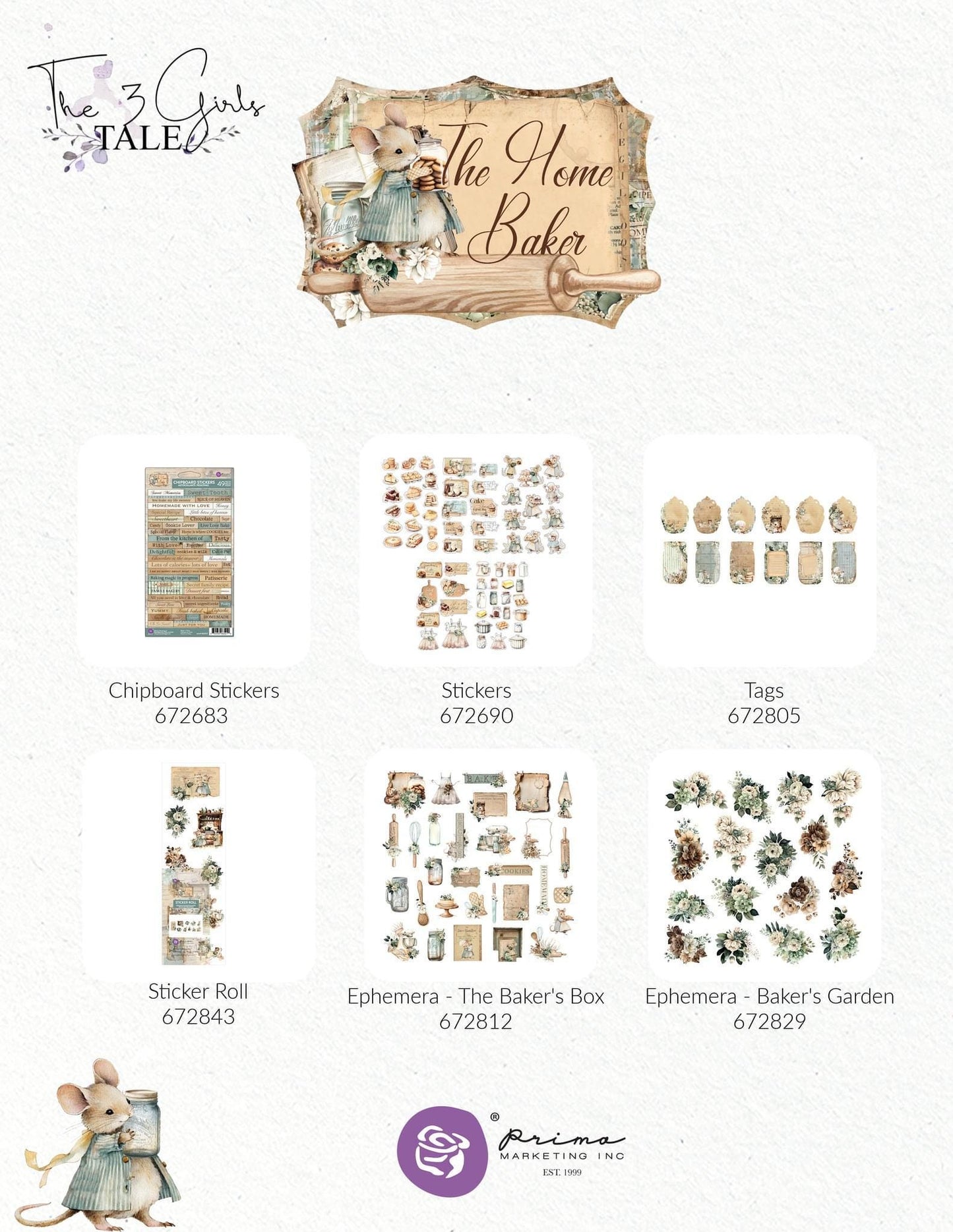 The Home Baker Collection Ephemera | Ephemera Garden | 32 pcs |Prima Marketing, Inc.