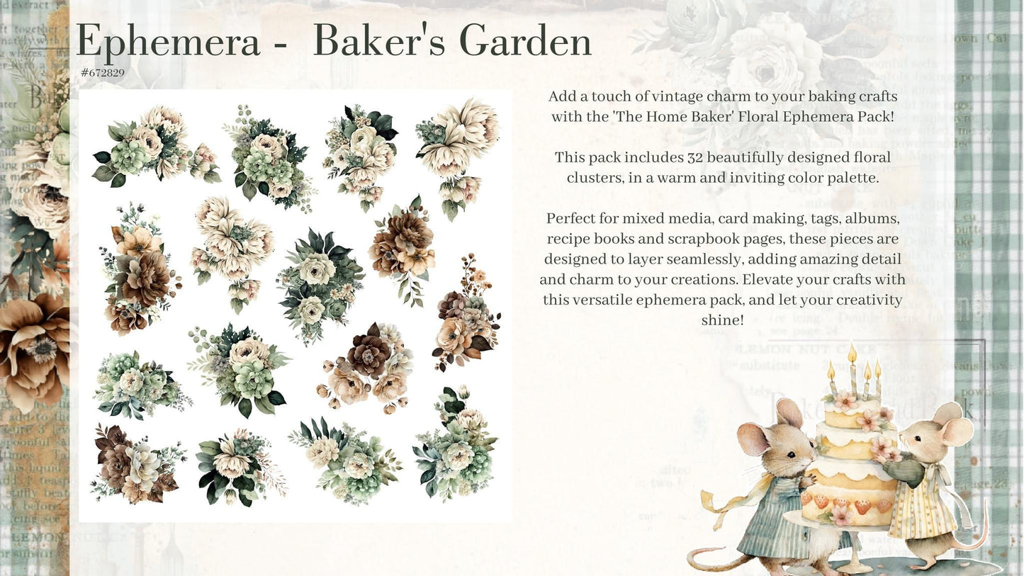 The Home Baker Collection Ephemera | Ephemera Garden | 32 pcs |Prima Marketing, Inc.