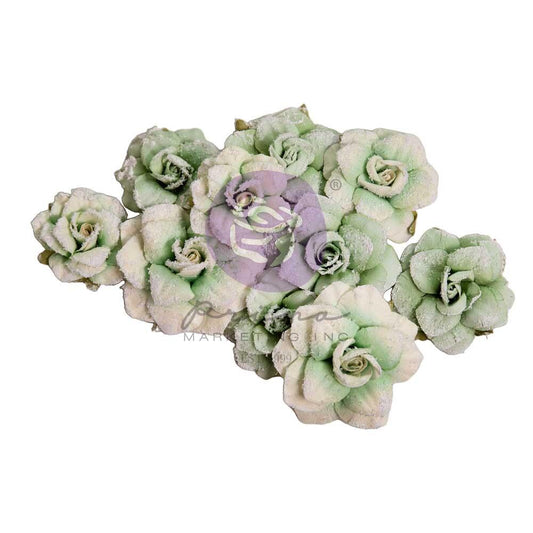 The Home Baker Collection Flowers - Mint Chip Roses, 10 pcs | Three Girls Tale | Prima Marketing Inc