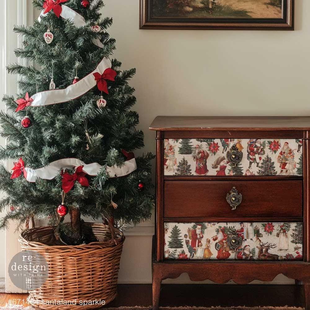A3 Decoupage Fiber - Santaland Sparkle | 3 sheets, 11.7x16.5” | Redesign with Prima