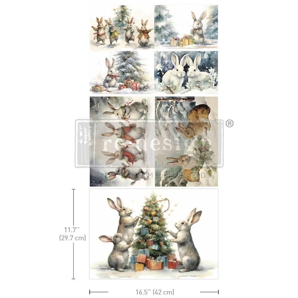A3 Decoupage Fiber - Bunny Wonderland | 3 sht, 11.7” x 16.5” | Redesign with Prima