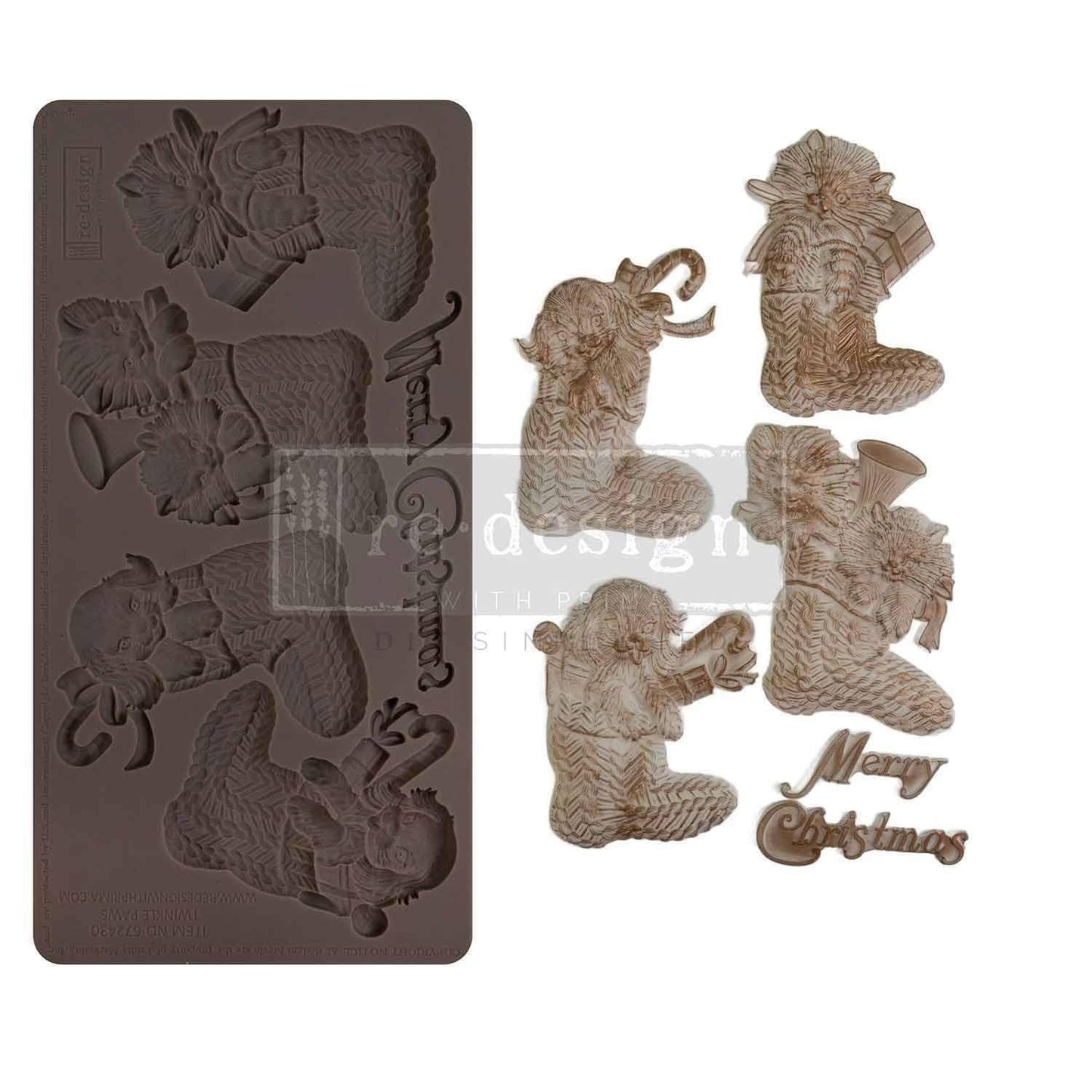 Decor Mould® - Twinkle Paws | 1 pc, 8”x10” | Christmas Stockings | Redesign with Prima