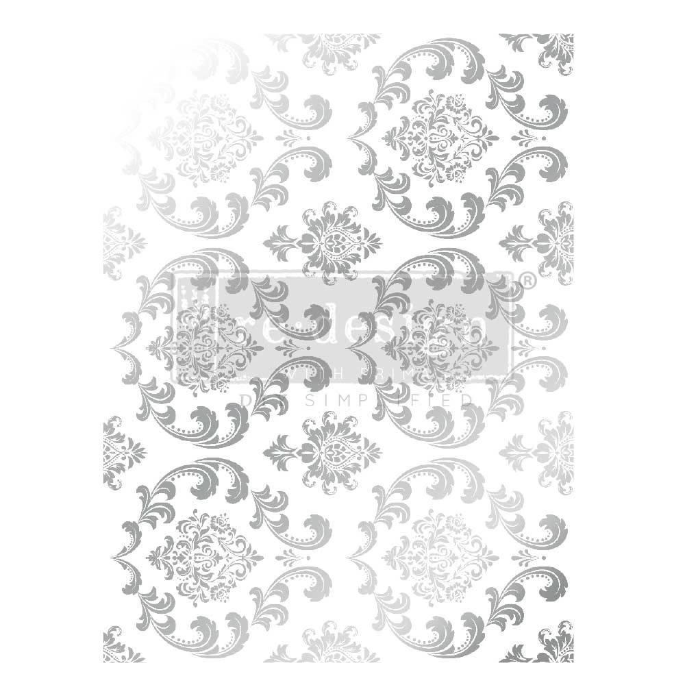 Large Decor Transfers® - Silver House of Damask | Foil | Kacha | 2 shts, 18 x 24” | Redesign with Prima