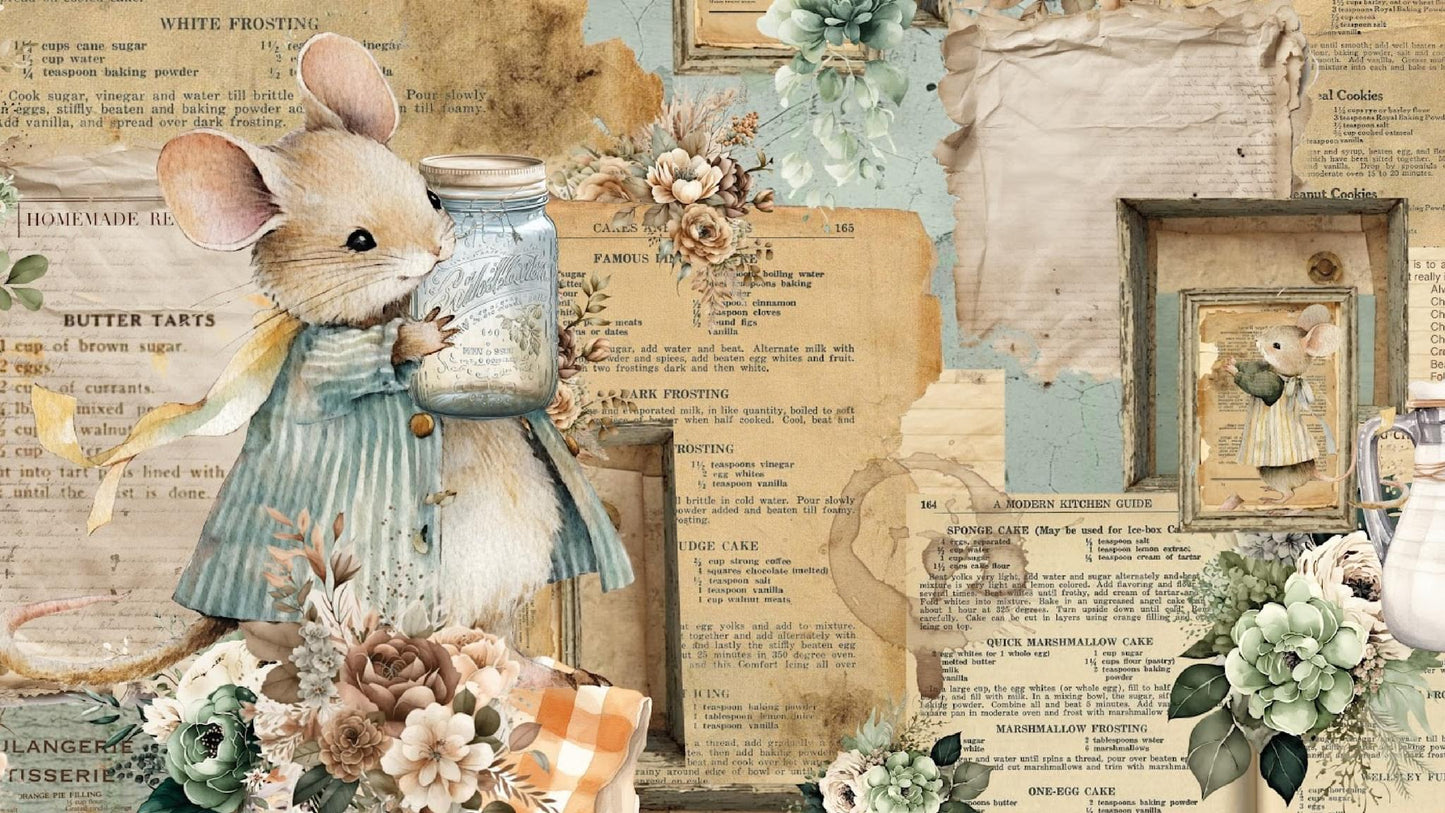 A4 Decoupage Fiber - Home Baker Collection | 3 sheets, 8.3"x11.7" | Prima Marketing, Inc.