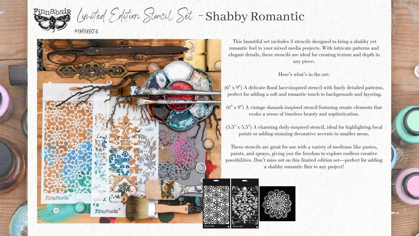 Stencil Set of 3 - Shabby Romantic |  Finnabair | Redesign with Prima