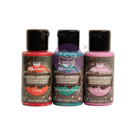 Liquid Acrylic Paint Set - Precious | 3 bottles, 40ml each | Finnabair | Redesign with Prima