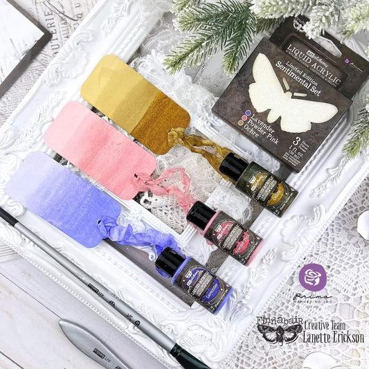 Liquid Acrylic Paint Set - Sentimental | 3 bottles, 30 ml each | Finnabair | Redesign with Prima