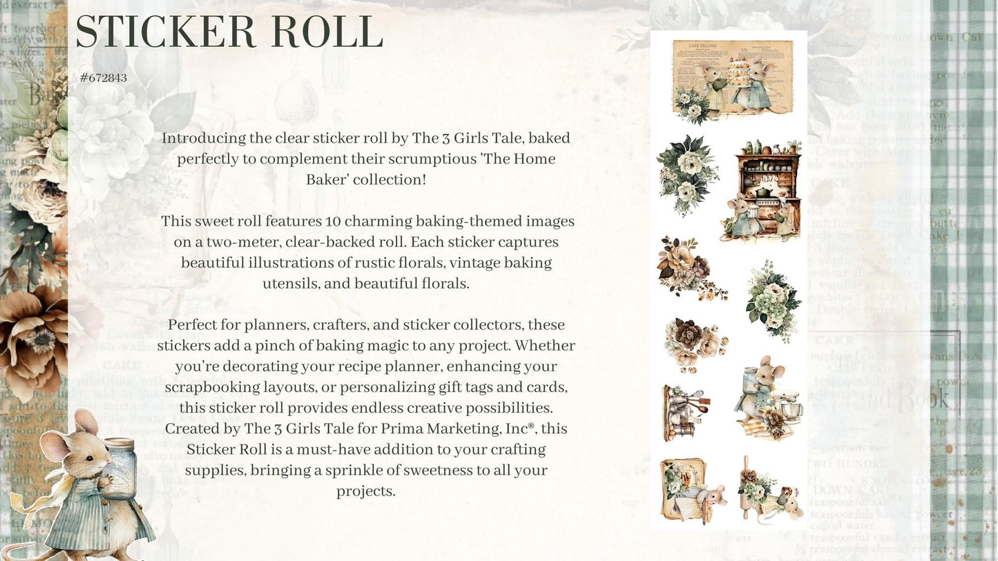 The Home Baker Collection Sticker Roll | 2 Meters | Prima Marketing Inc