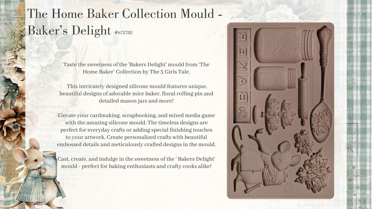 The Home Baker Decor Mould® - Bakers Delight | 5”x8”x8mm | Prima Marketing Inc
