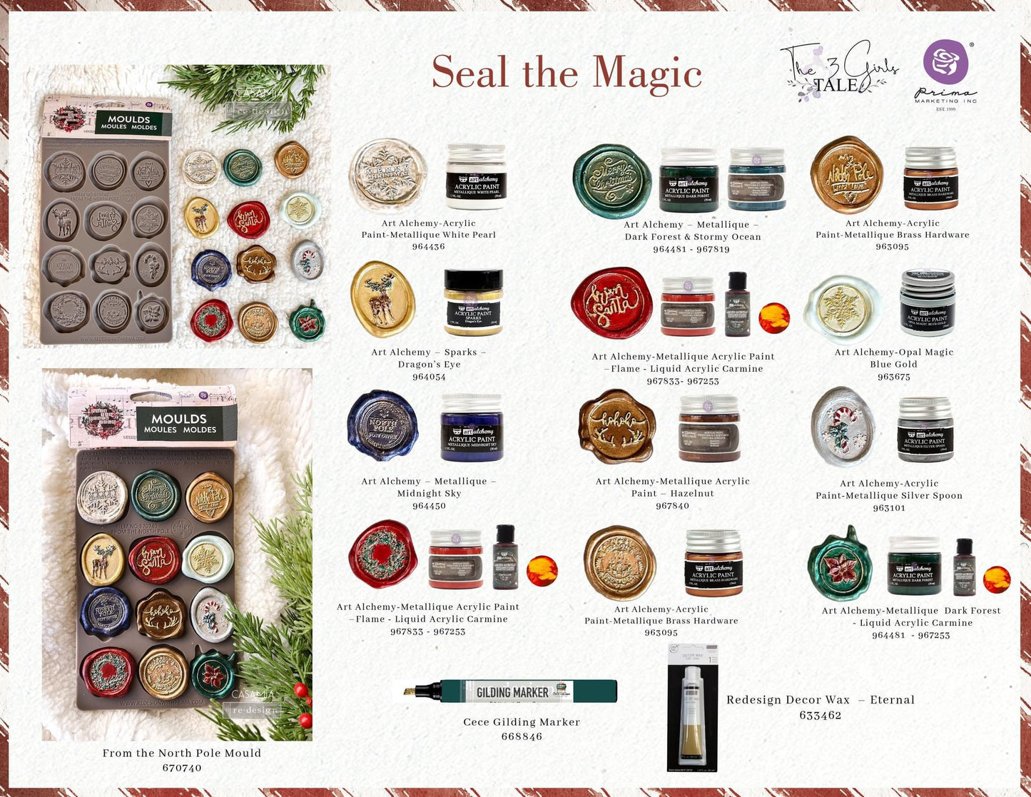 From the North Pole Decor Mould - Letters From Santa | 1 pc, 5”x8” | Wax Seal Design | Prima Marketing Inc