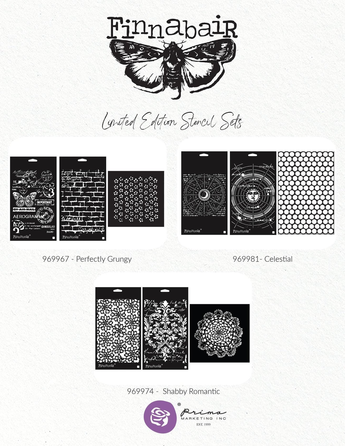Stencil Set of 3 - Shabby Romantic |  Finnabair | Redesign with Prima